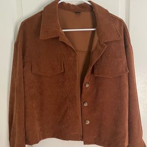Cognac Corduroy Cropped Jacket